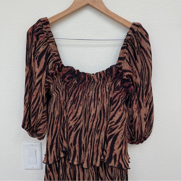 Ganni Georgette Midi Tiger Stripe Midi Dress Size EU40 - Picture 4 of 9